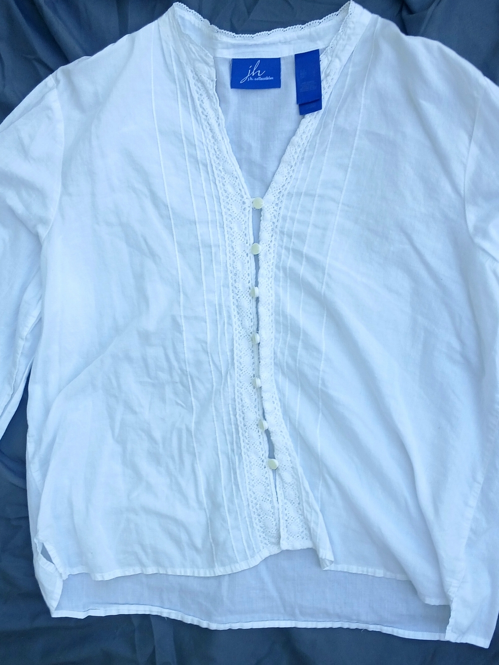 White Lace-Trim Cotton Blouse